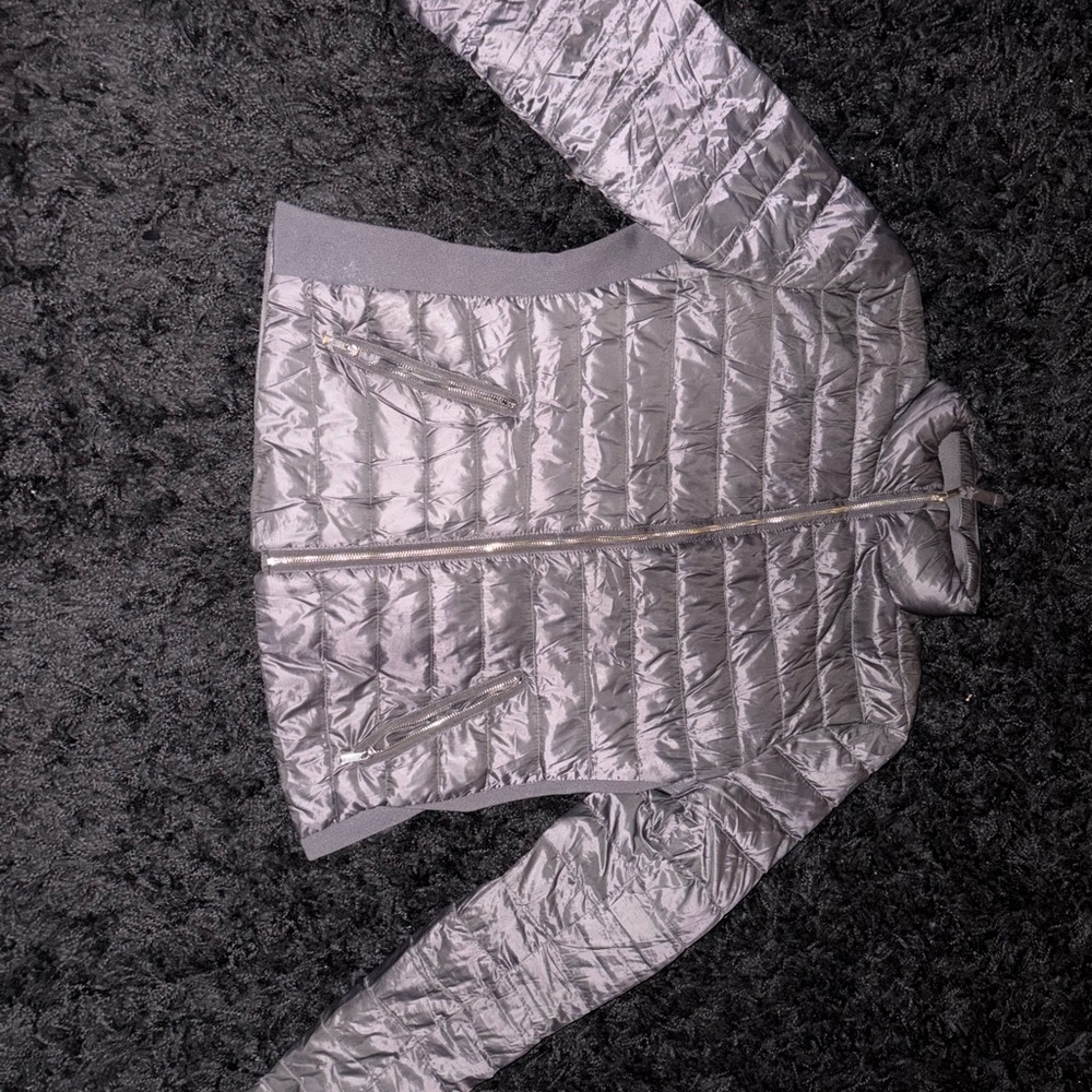 Zara Shiny Grey Quilted Puffer Jacket